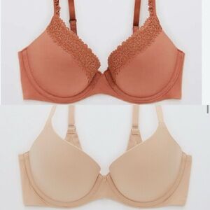 AERIE  • Lot of 2 REAL SUNNIE DEMI PUSH UP BRAS SIZE 34B